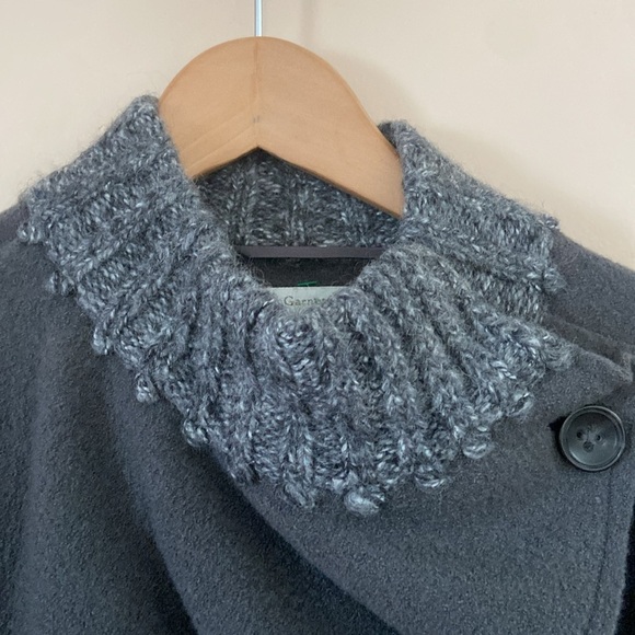 Garnet Hill- Wool Asymmetrical Button Draped Detail Jacket - Picture 6 of 14